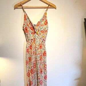 ANGIE Boho Floral Maxi Dress – Pink & Yellow – Size M